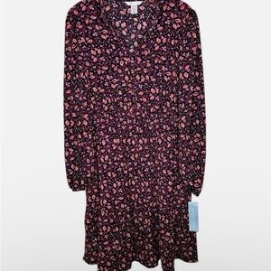 London Times Womens Floral Dress Smocked Ballon Sleeve Fairy Ruffle Hem